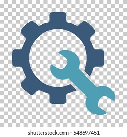 Cyan And Blue Service Tools toolbar pictogram. Vector pictogram style is a flat bicolor symbol on chess transparent background.
