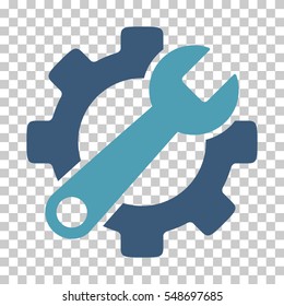 Cyan And Blue Service Tools toolbar pictogram. Vector pictogram style is a flat bicolor symbol on chess transparent background.