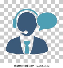 Cyan And Blue Support Manager Message interface icon. Vector pictogram style is a flat bicolor symbol on chess transparent background.