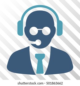 Cyan And Blue Support Manager toolbar icon. Vector pictogram style is a flat bicolor symbol on diagonal hatch transparent background.