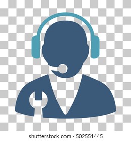 Cyan And Blue Support Manager toolbar pictogram. Vector pictograph style is a flat bicolor symbol on chess transparent background.