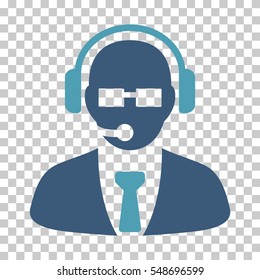 Cyan And Blue Support Manager toolbar icon. Vector pictogram style is a flat bicolor symbol on chess transparent background.