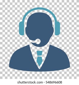 Cyan And Blue Support Manager toolbar pictogram. Vector pictograph style is a flat bicolor symbol on chess transparent background.