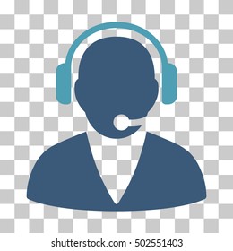 Cyan And Blue Support Operator toolbar icon. Vector pictograph style is a flat bicolor symbol on chess transparent background.