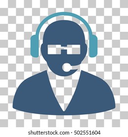 Cyan And Blue Support Operator toolbar icon. Vector pictogram style is a flat bicolor symbol on chess transparent background.