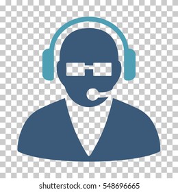 Cyan And Blue Support Operator toolbar pictogram. Vector pictograph style is a flat bicolor symbol on chess transparent background.
