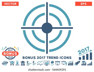 Cyan And Blue Target icon with bonus 2017 year trend images. Vector illustration style is flat iconic bicolor symbols, white background. - Powered by Shutterstock - Get 15% off with code: PIKWIZARD15