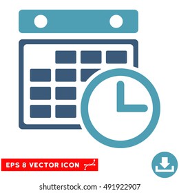 Cyan And Blue Timetable EPS vector icon. Illustration style is flat iconic bicolor symbol on a white background.