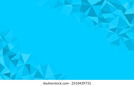 Cyan blue triangle geometric background texture. Modern mosaic element with triangular shape for display, business, website, backdrop, advertising, surface, idea, header, digital