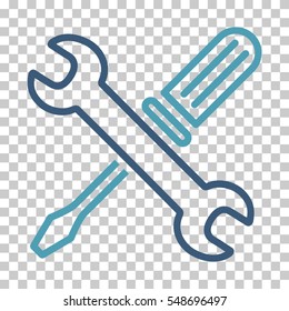 Cyan And Blue Tuning Tools interface icon. Vector pictograph style is a flat bicolor symbol on chess transparent background.