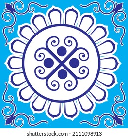cyan blue white seamless pattern tile