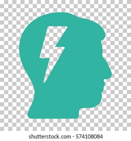 Cyan Brainstorming toolbar icon. Vector pictogram style is a flat symbol on chess transparent background.