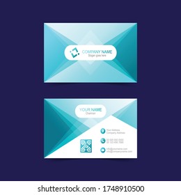 Cyan Business card template. Vector illustration.