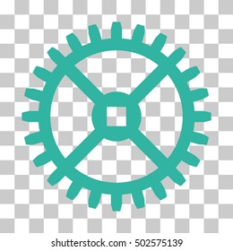 Cyan Clock Gear interface icon. Vector pictogram style is a flat symbol on chess transparent background.