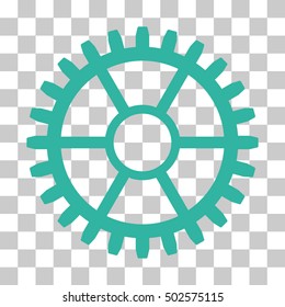 Cyan Clock Wheel interface icon. Vector pictogram style is a flat symbol on chess transparent background.