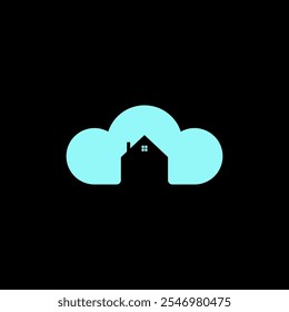 the cyan cloud and house logo is suitable for application logos or icons, sales, cellphone icons, gaming, housing logos, home appliances, buildings, contractors and others - Powered by Shutterstock - Get 15% off with code: PIKWIZARD15