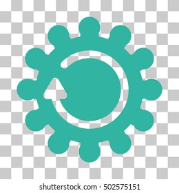 Cyan Cog Rotation interface icon. Vector pictograph style is a flat symbol on chess transparent background.