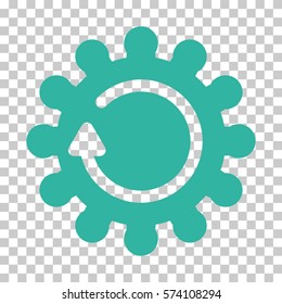 Cyan Cog Rotation toolbar icon. Vector pictogram style is a flat symbol on chess transparent background.