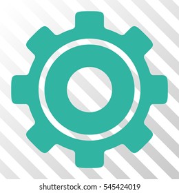 Cyan Cog toolbar icon. Vector pictogram style is a flat symbol on diagonal hatch transparent background.