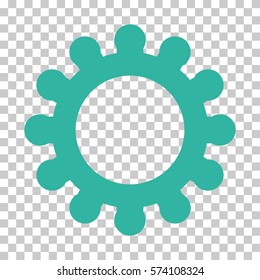 Cyan Cog toolbar pictogram. Vector pictograph style is a flat symbol on chess transparent background.