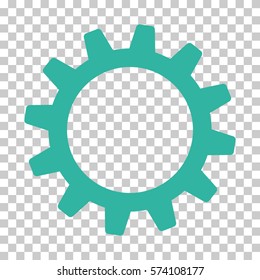 Cyan Cogwheel interface toolbar icon. Vector pictogram style is a flat symbol on chess transparent background.