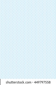 Cyan color isometric grid with vertical guideline on vertical a4 sheet size