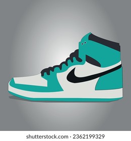 ilustración vectorial de zapatos jordanos de color cian