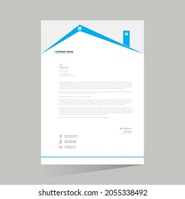 Cyan colored stylish vector letterhead design for home company
