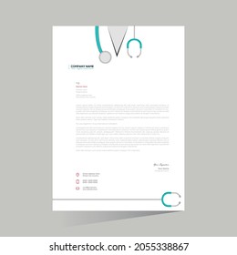 Cyan Colored Stylish Vector Letterhead Design For Doctor