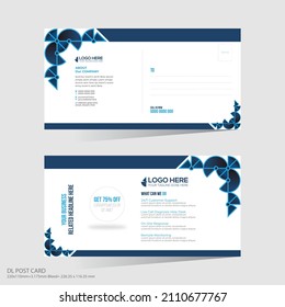 Cyan Colored Vector Postcard Design For Any Kind Of Use