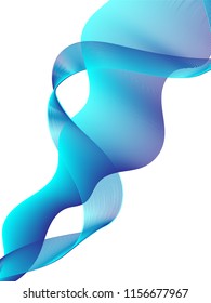 Cyan curve lines wavy shapes abstract vector background. Futuristic graphic design with curves texture, wavy lines smooth surface effect in blue. Cover layout backdrop wavy ripple pattern template.