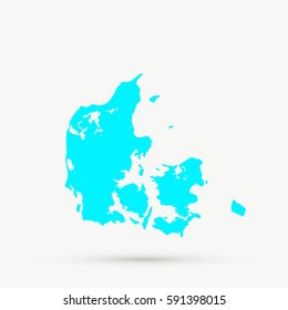Cyan Denmark Map Illustration