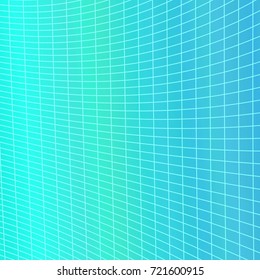 Cyan dynamic abstract geometrical grid background - vector graphic from curved angular striped grid