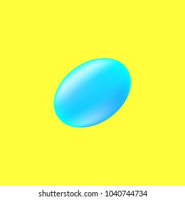 Cyan egg on the lemon yellow background