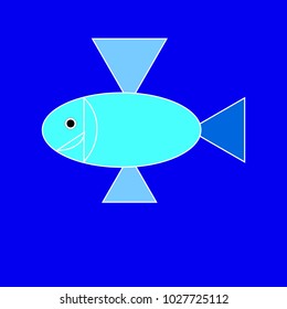 Cyan fish on the blue background