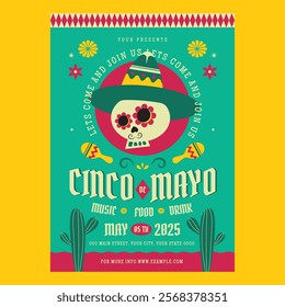 Cyan Flat Design Cinco De Mayo Social Media Flyer