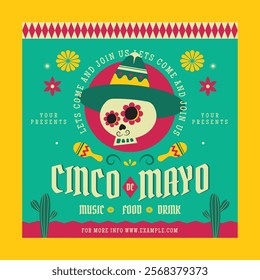 Cyan Flat Design Cinco De Mayo Social Media Post