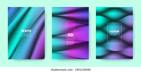 Cyan Flow Concept. Minimal Cover. Dynamic Background. 3d Geometric Halftone Texture. Fluid Template. Blue Vector Cover. Business Background. Wave Concept. Linear Texture.