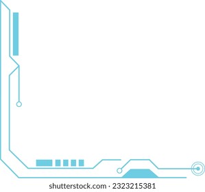 Cyan Futuristic Tech Corner Element