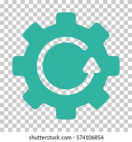 Cyan Gear Rotation interface pictogram. Vector pictograph style is a flat symbol on chess transparent background.