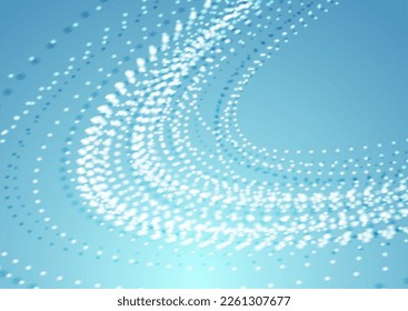 Cyan glowing futuristic dotted curved lines abstract background. Vector technology design