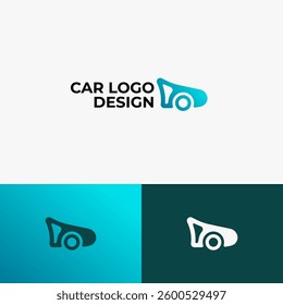 Cyan gradient car logo with a simple modern style, clean appearance with attractive visual effects.