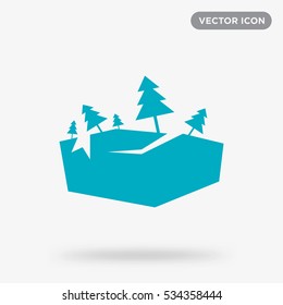 Cyan ground landslide isolated vector icon