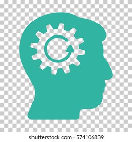 Cyan Head Gear Rotation interface pictogram. Vector pictogram style is a flat symbol on chess transparent background.