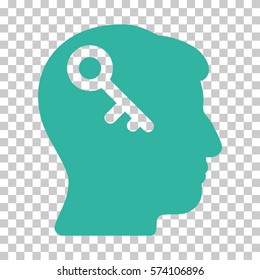 Cyan Head Key toolbar icon. Vector pictograph style is a flat symbol on chess transparent background.