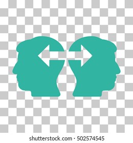 Cyan Heads Exchange Arrows interface pictogram. Vector pictograph style is a flat symbol on chess transparent background.