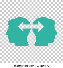 Cyan Heads Exchange Arrows interface pictogram. Vector pictograph style is a flat symbol on chess transparent background.