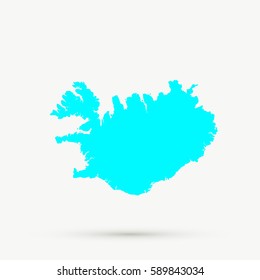Cyan Iceland Map Illustration