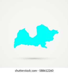 Cyan Latvia (without Latgale) Map Illustration