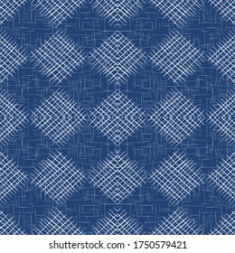 Patrón de infiltración de vectores simple de línea cian. Ilustración de Marine Hand Tartan. Patrón de comprobación de textiles. Denim Plaid Vintage Design.